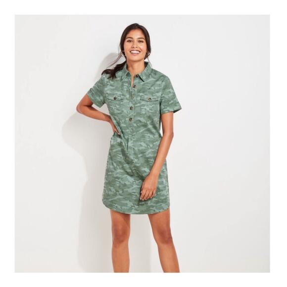 Vineyard Vines Margo Camo Shirt Dress size 10 - Picture 3 of 9